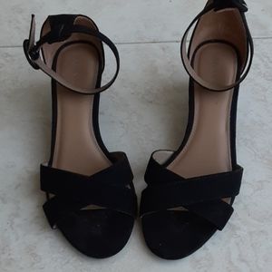 Black wedges heel sandal